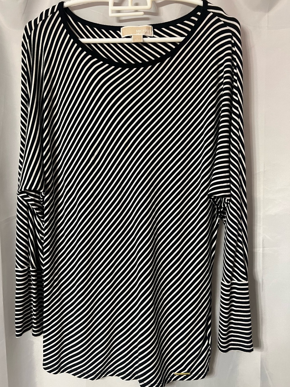 Michael Kors Black & White Diagonal Stripe Top